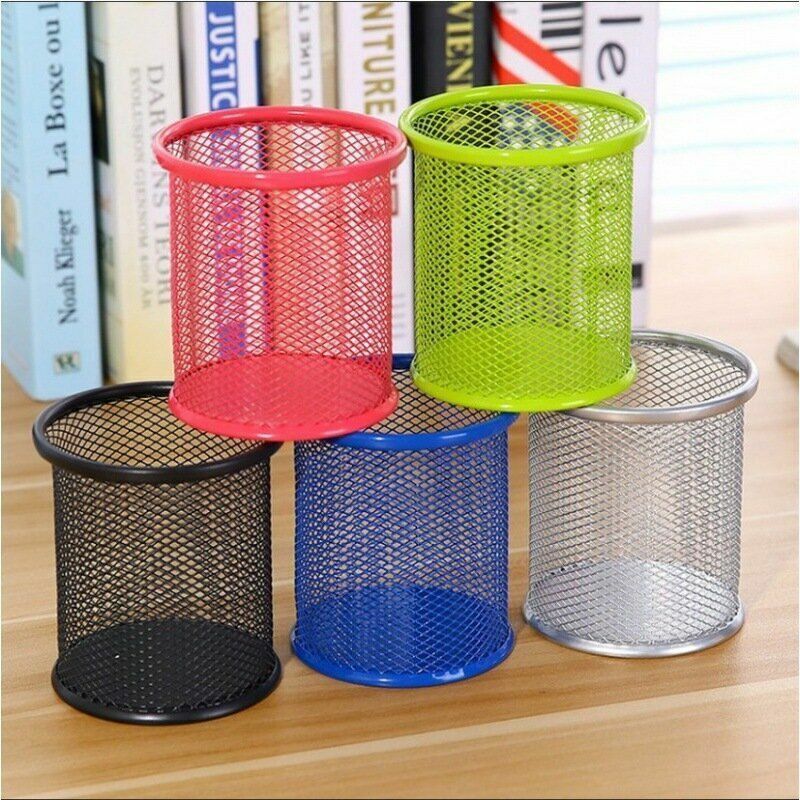 Hot Selling Pen Holder Hollow Desktop Storage Bucket Simple Student Stationery Multifunctional Office Color Round Square Pen Holder Stationery Storage