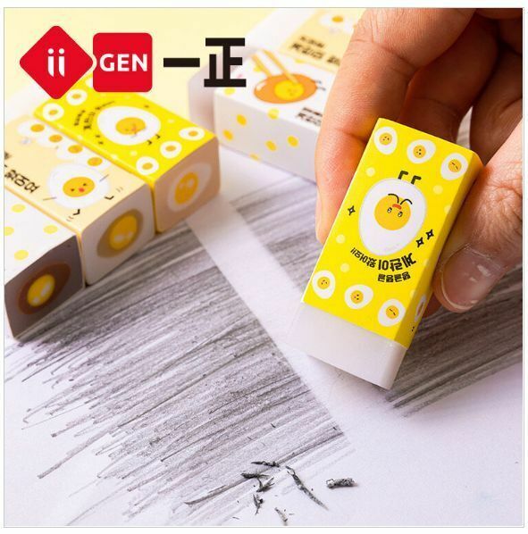 Hot selling creative cartoon sandwich eraser for stationery (egg, three pack) 52*22*17mm