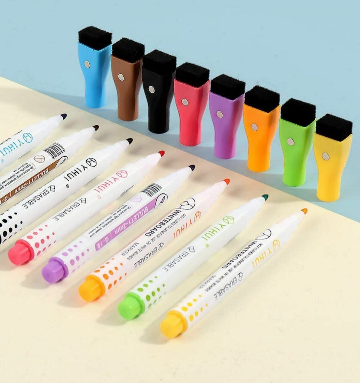 Hot selling erasable whiteboard pens water-based pens adsorbable magnetic whiteboard brush pens fine-head children's color painting pens whiteboard pens fine whiteboard pens 8-color whiteboard pens color whiteboard pens erasable whiteboard pens magnetic adsorption fine whiteboard pens erasable pens stationery whiteboard