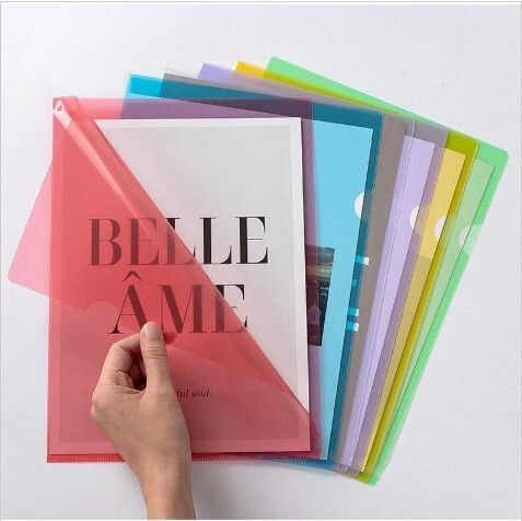 Hot Selling [A4] 1 dozen, 12 pieces, 6 colors file folder | L-shaped transparent file folder