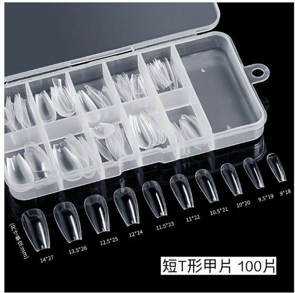 熱賣美甲工具可拆卸透明超薄假指甲片（短T款 一盒100片）