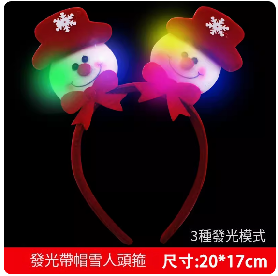 Hot selling Christmas dress up headband luminous headband (luminous hooded snowman) (size: 20*17CM)