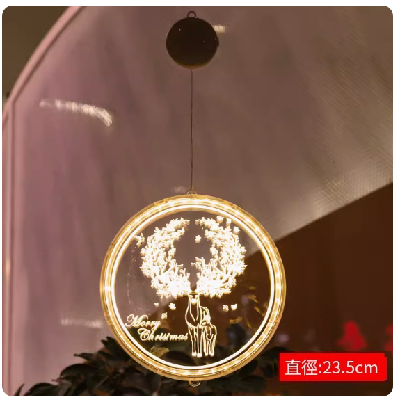熱賣聖誕節裝飾品LED燈發光聖誕樹掛飾(C款聖誕鹿大號 附電池)(尺寸:直徑23.5CM)