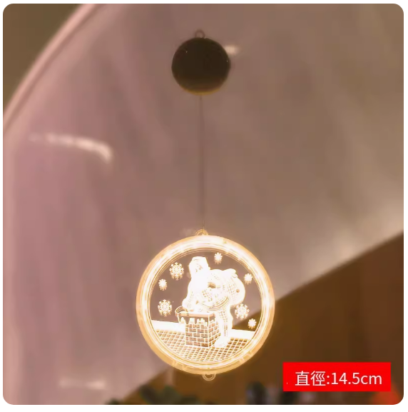 熱賣聖誕節裝飾品LED燈發光聖誕樹掛飾(F款聖誕老人小號 附電池)(尺寸:直徑14.5CM)