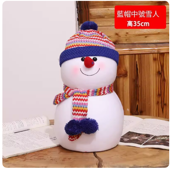 熱賣聖誕雪人擺飾(中型藍帽雪人)(尺寸:高35CM