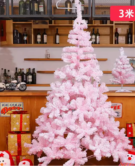 熱賣植絨聖誕樹(沾雪粉紅聖誕樹（不含裝飾）)(尺寸:高300CM