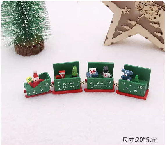 熱賣聖誕節裝飾擺飾(綠色聖誕節四屆小火車)(尺寸:20*5CM)