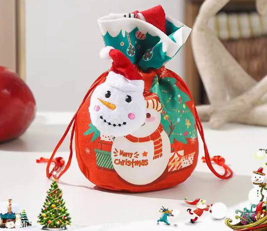 爆款聖誕絨布糖果袋(聖誕雪人)(尺寸:10*24CM)