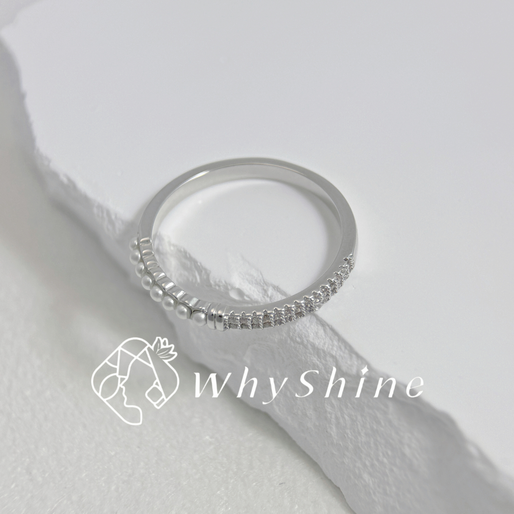 氣質線鑽珍珠戒指