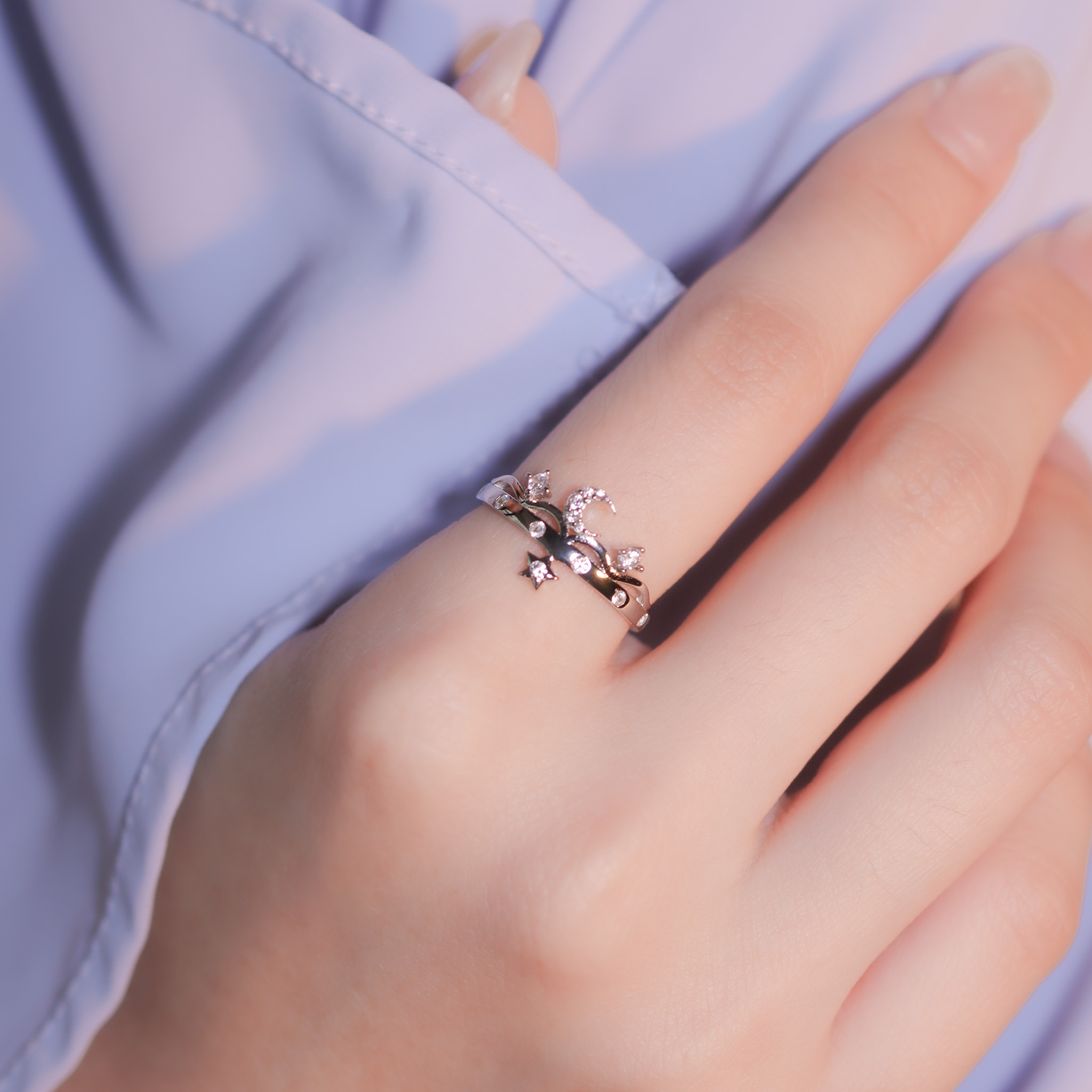 | 925純銀・白金 | 星瞬月夜戒指 | RI0712 |