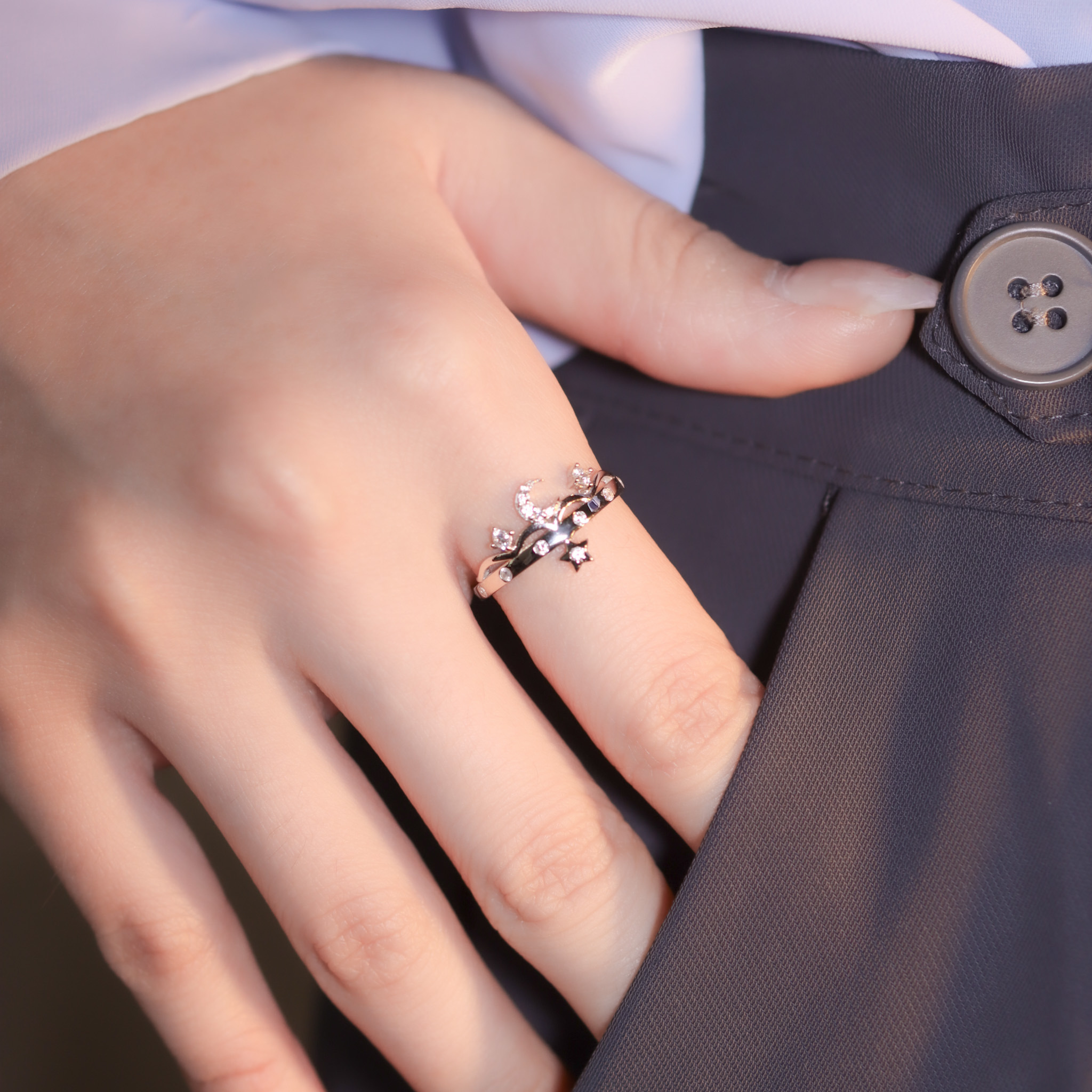 | 925純銀・白金 | 星瞬月夜戒指 | RI0712 |