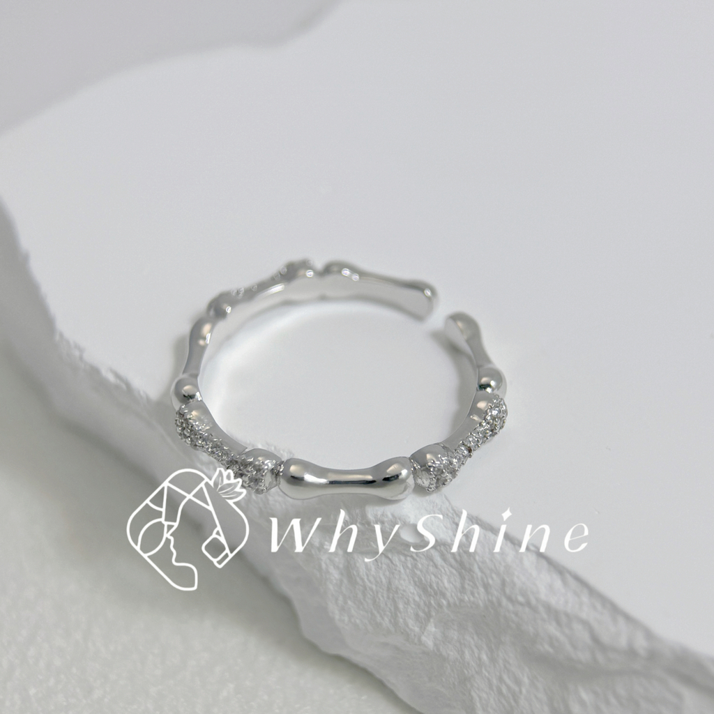 竹節鑲細鑽戒指