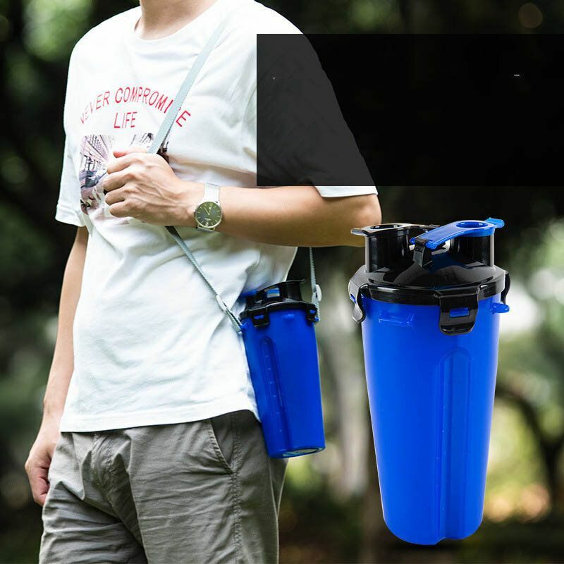 熱推寵物外出水糧杯兩用水糧杯 便攜飲水瓶水壺 折疊狗糧碗 戶外隨行水杯