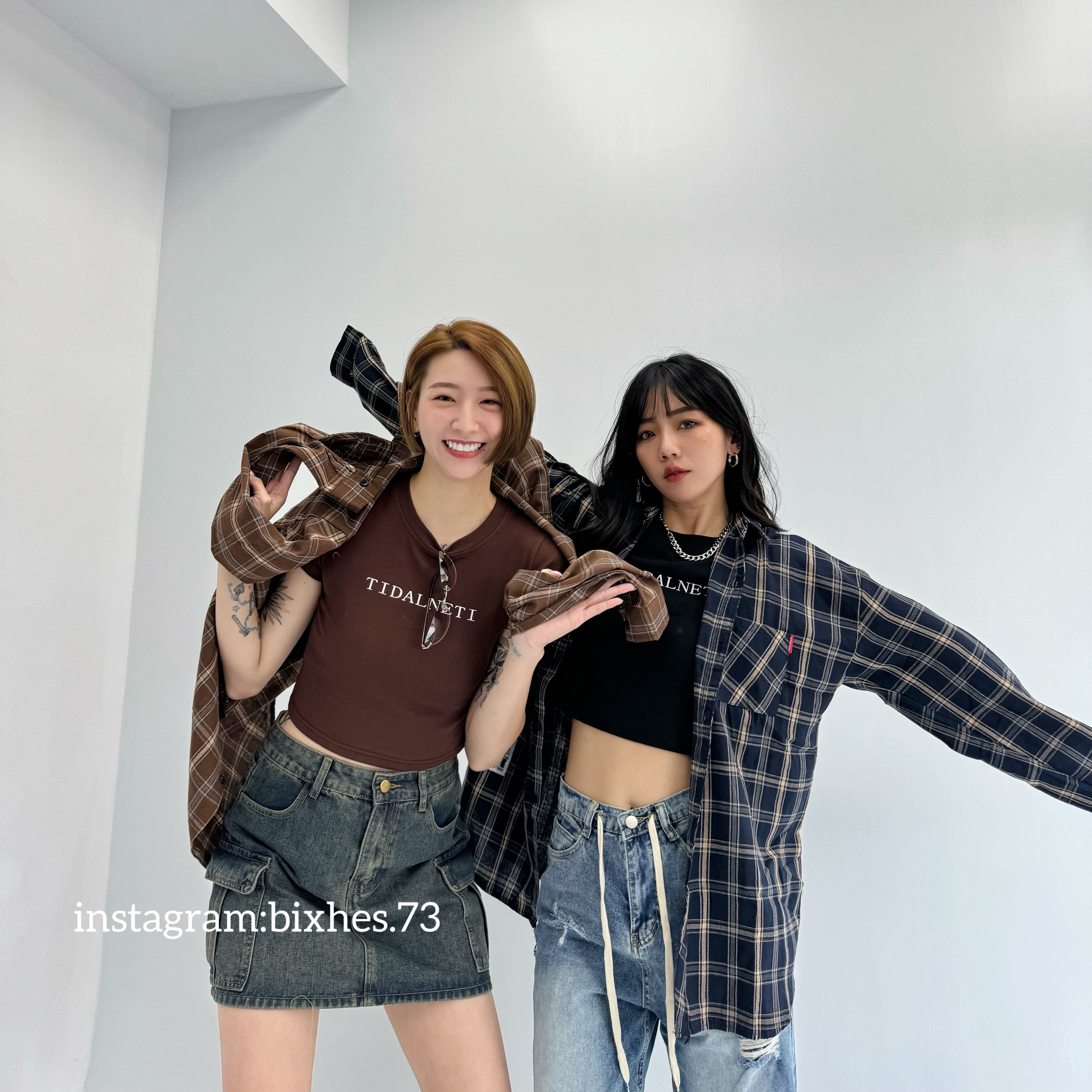 復古雙色格紋襯衫(G00043)