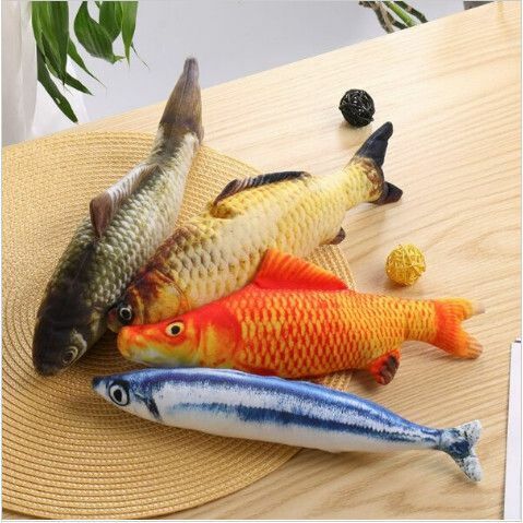熱推約20cm 逗貓玩具 仿真魚 (款式隨機) | 貓咪玩具 寵物貓玩具 貓奴 內含貓草 逗貓棒 毛公仔 寵物玩