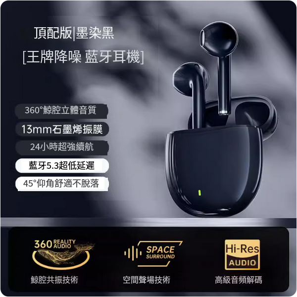 The hottest wireless Bluetooth headset (ink dyed black [top version] intelligent noise reduction★HIFI sound quality★super long battery life of 1 day)