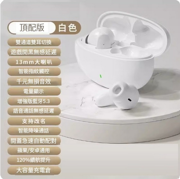 The hottest wireless Bluetooth headset (top version in white [Thousand Yuan Histen sound quality + 120% battery life improvement + intelligent noise reduction])