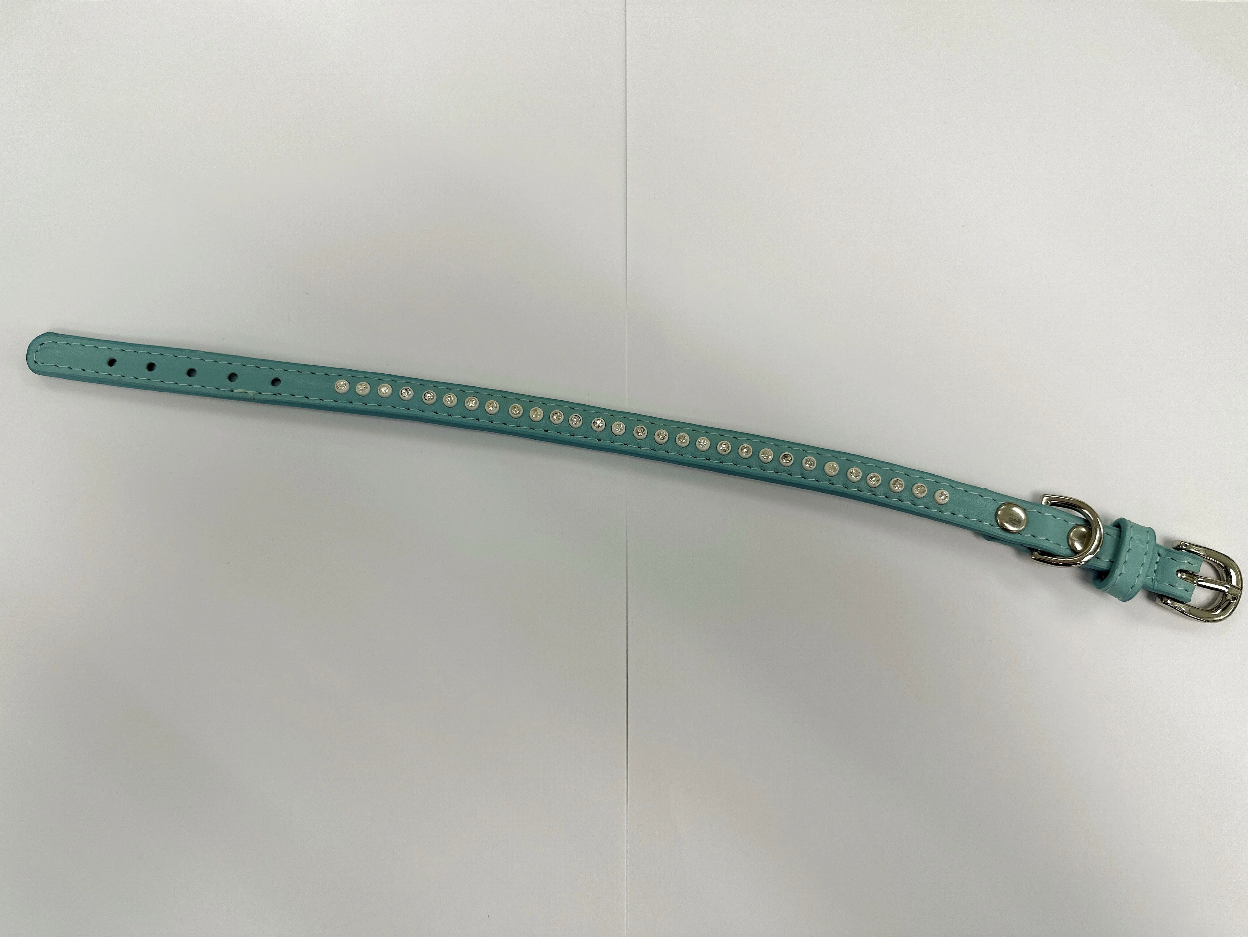 真皮狗頸圈(粉藍色)