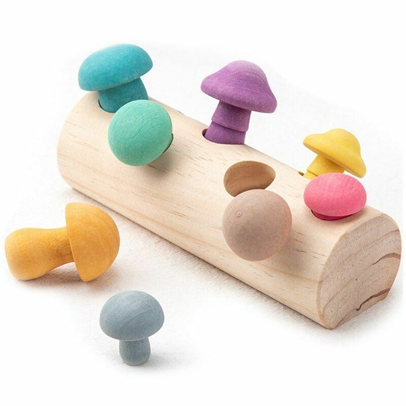 New Montessori wooden mushroom toy
