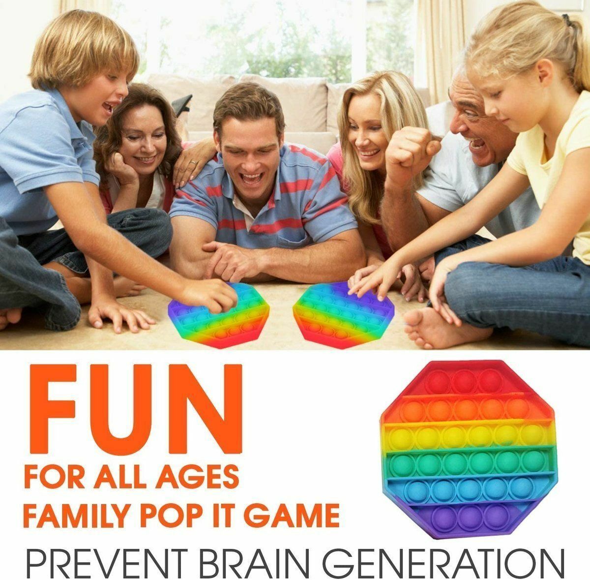 New squeezing somatosensory desk training concentration game parent-child Autism ADHD ADD SEN children's toy - octagonal - rainbow color push pop fidget