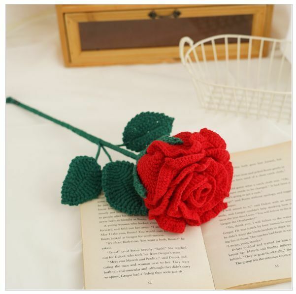 New giant wool hand-knitted crochet flower product (big red Thai rose)