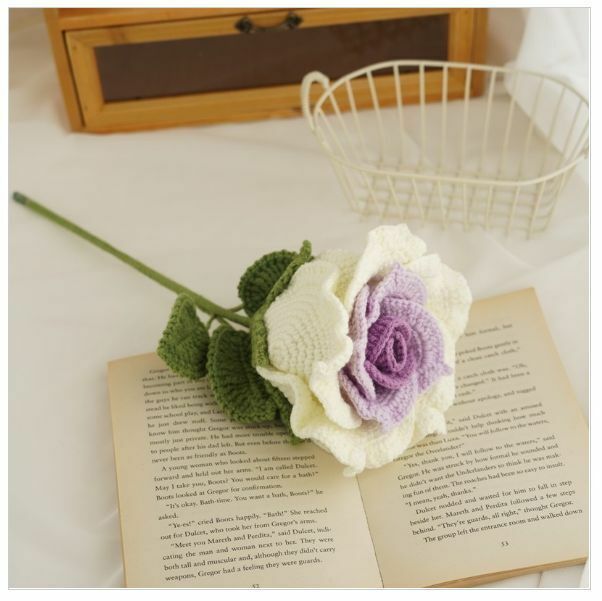 New giant wool hand-knitted crochet flower product (gradient purple Thai rose)