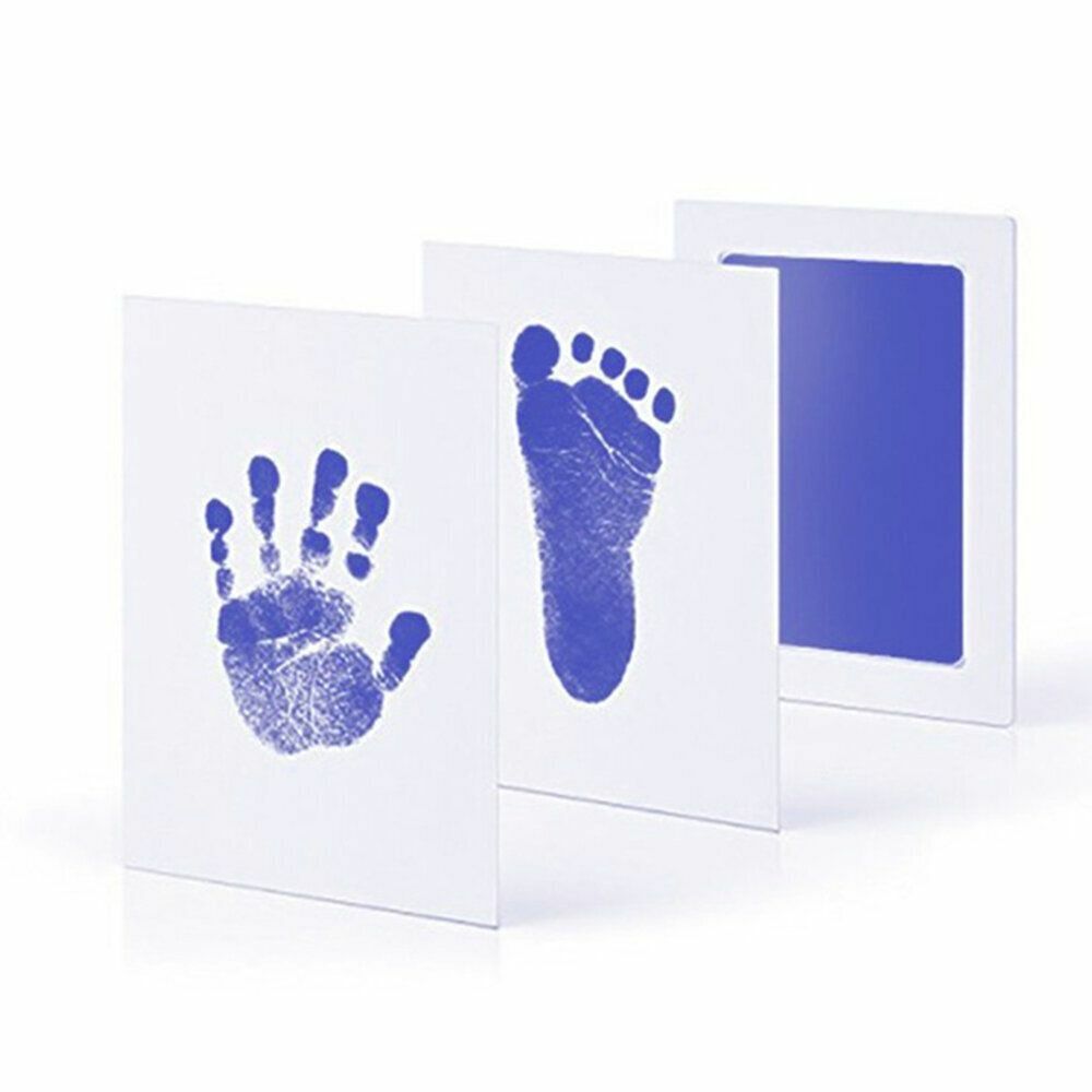 New blue baby hand-free foot print pad, no need to rinse, hand and foot print pad, non-stick, newborn commemoration, growth record, no wash ink, footprint, handprint, footprint, ink, stamp pad, imprint