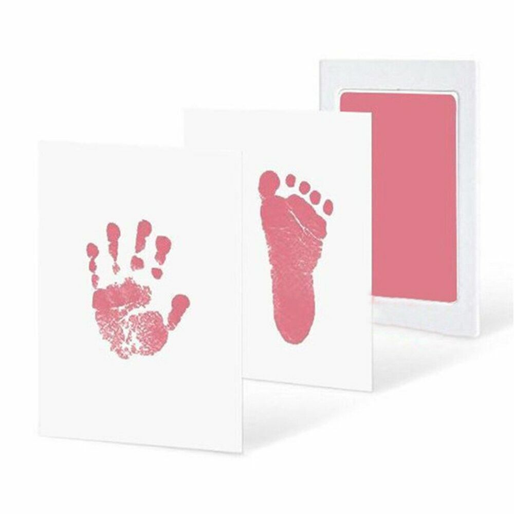 New red baby hand-free foot print pad, no rinse, hand and foot print pad, non-stick, newborn commemoration, growth record, no wash ink, footprint, handprint, footprint, ink, stamp pad, imprint