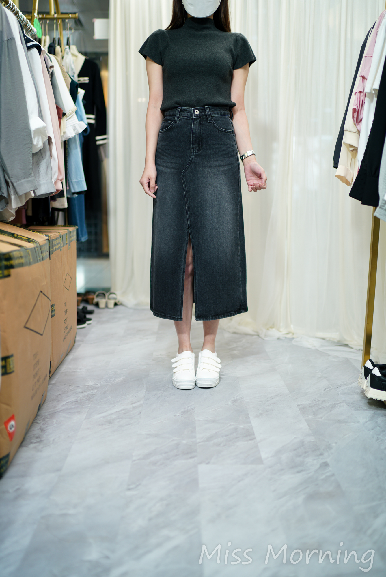 靚色短袖針織(14131)&太顯瘦黑牛裙(33813)