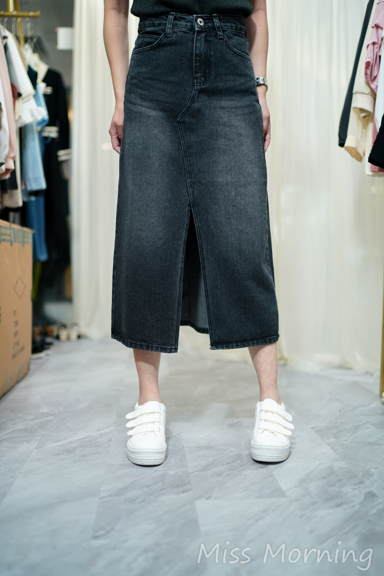 靚色短袖針織(14131)&太顯瘦黑牛裙(33813)