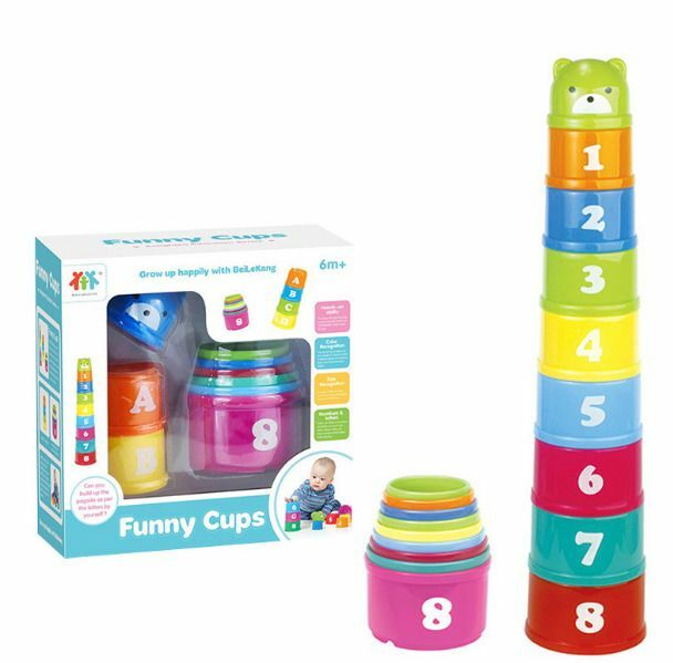 New folding cup educational toys for toddlers, stacking cups, cognitive learning staking cups