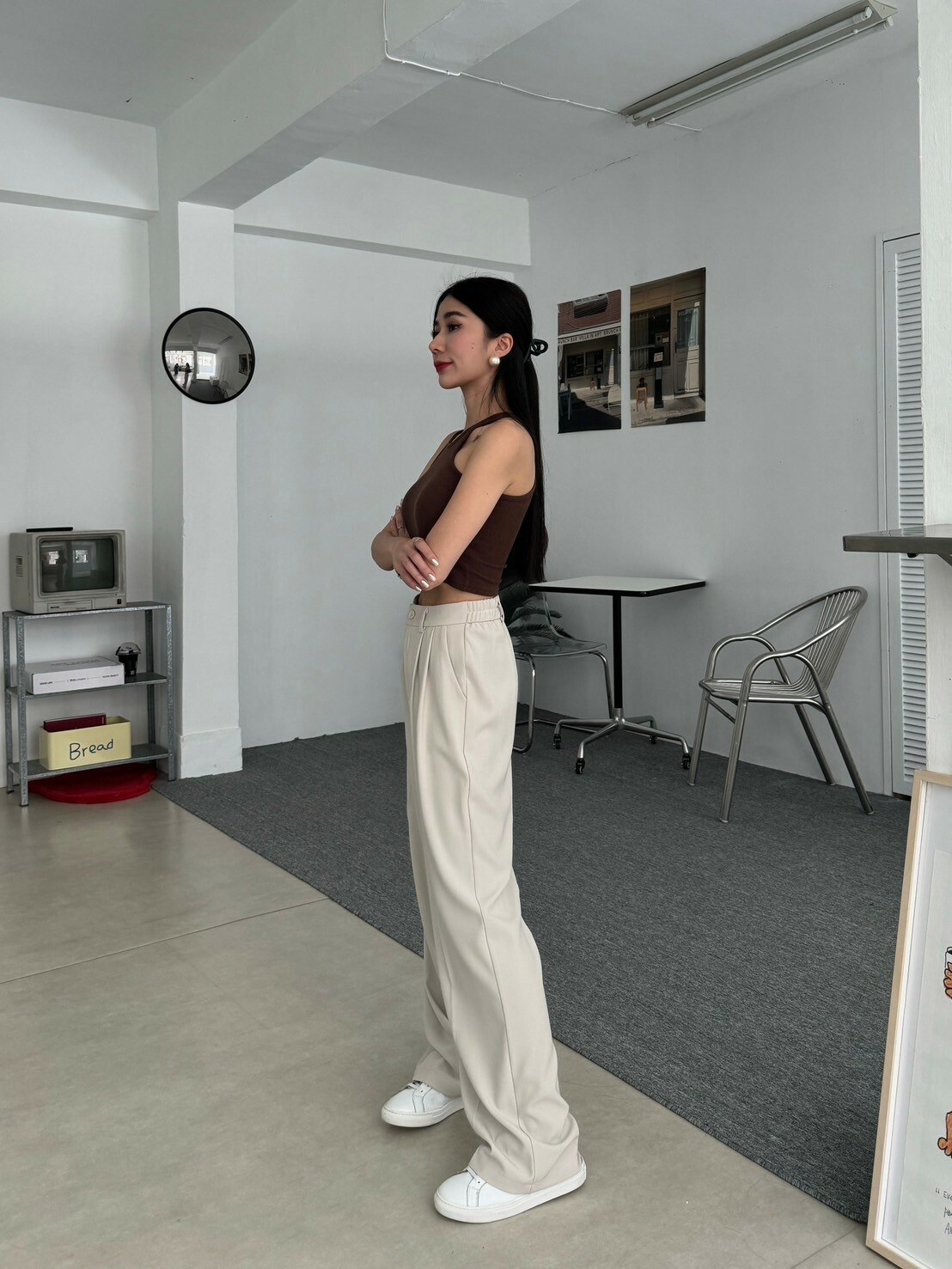 後鬆緊長腿西裝褲