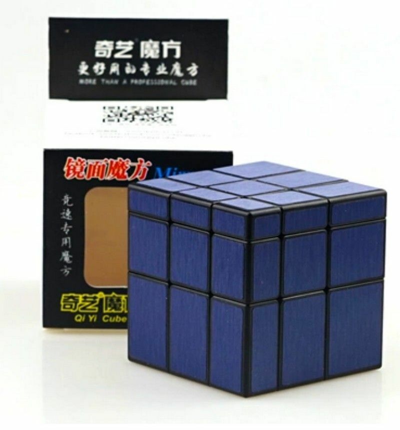 熱賣益智魔方玩具/扭計骰-不等價鏡面藍色拉絲+底座