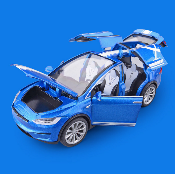 熱推合金模型車兒童玩具車(1:24 建元毛豆X-盒-藍)