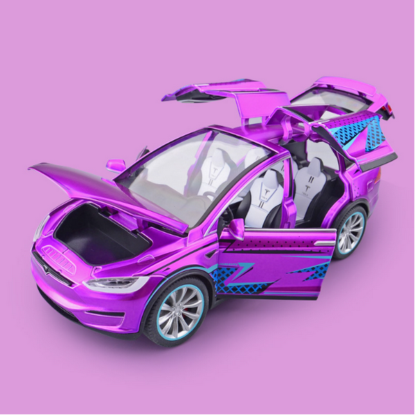 熱推合金模型車兒童玩具車(1:24 建元毛豆X-盒-紫)