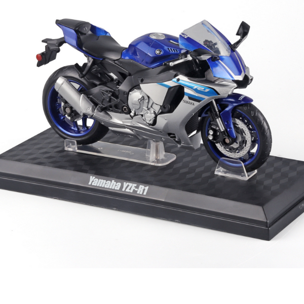 熱推合金摩托車模型兒童玩具(1：12雅馬哈-盒-藍)