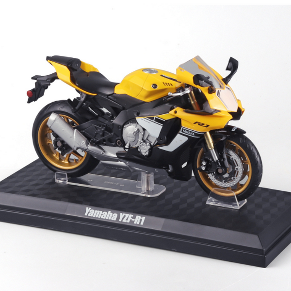 熱推合金摩托車模型兒童玩具(1：12雅馬哈-盒-黃)