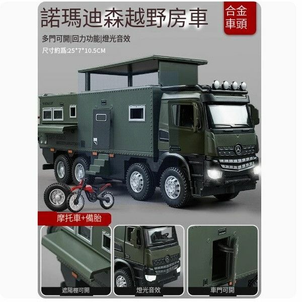 熱推大號特斯拉皮卡車模房車玩具車【諾瑪迪森房車綠】