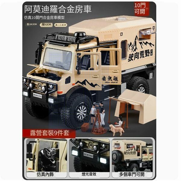熱推大號特斯拉皮卡車模房車玩具車【合金阿莫迪羅房車-黃】