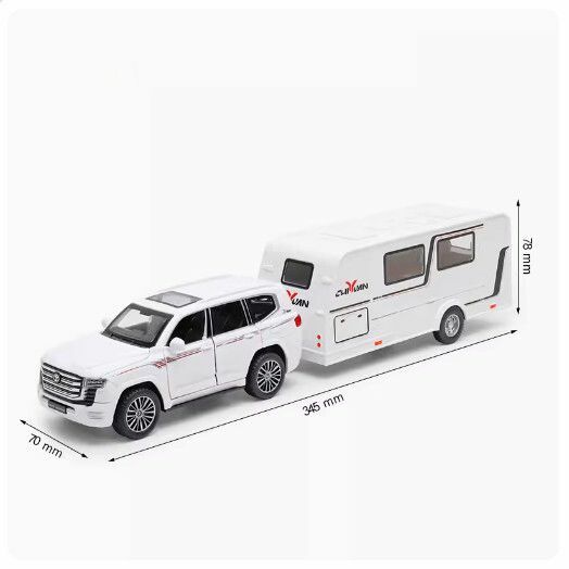 New metal simulation alloy car model off-road vehicle car model ornaments [Cool Road Ze white + trailer car]