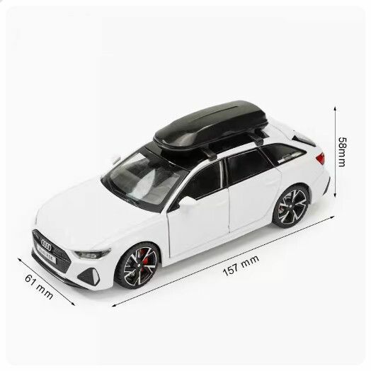 New simulation alloy sound and light car model can be turned into children's toy ornaments [1:32 alloy Audi RS6 white //157X61X58CM]