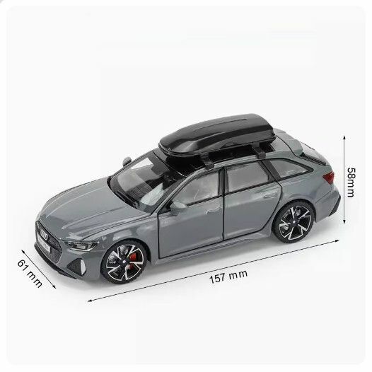 New simulation alloy sound and light car model can be turned into children's toy ornaments [1:32 alloy Audi RS6 gray //157X61X58CM]