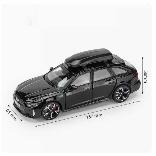 New simulation alloy sound and light car model can be turned into children's toy ornaments [1:32 alloy Audi RS6 black //157X61X58CM]