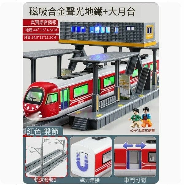 新款高鐵玩具火車合金復興號動車模型軌道玩具【車站豪華套裝兩節地鐵紅色】