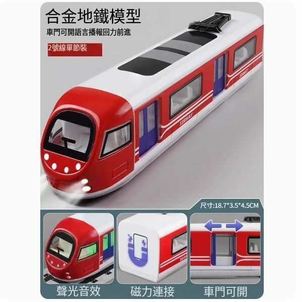 新款合金地鐵玩具火車模型【地鐵車頭-紅】