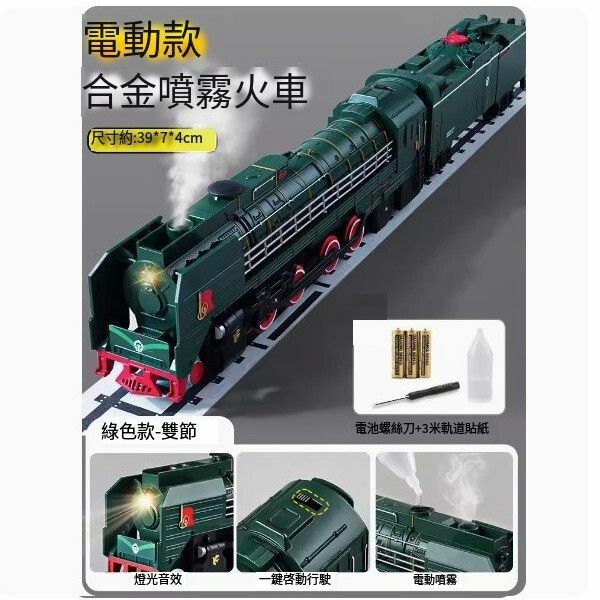 新款合金地鐵玩具火車模型【[噴霧電動版]復古火車-墨綠】