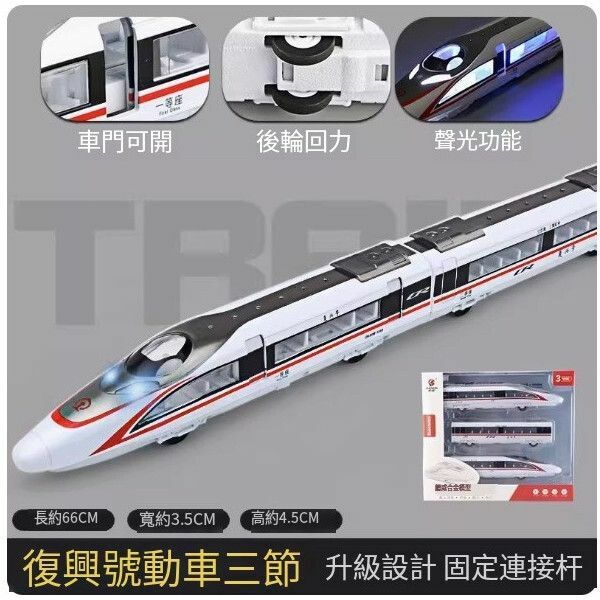 新款合金地鐵玩具火車模型【[三節裝]復興號高鐵-紅】