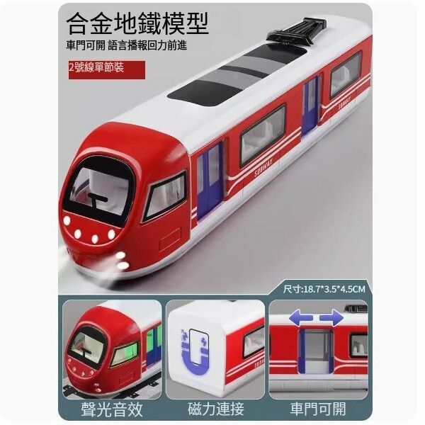 新款合金地鐵玩具火車模型【地鐵車頭-紅】