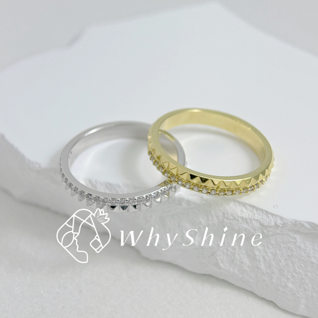 雙排線鑽尖刺造型戒指