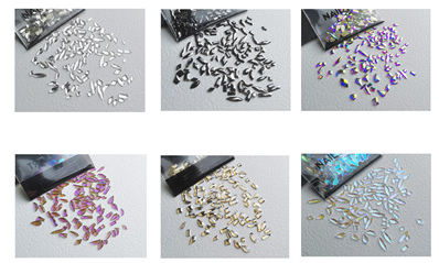 The most popular manicure super shiny flat-bottom special-shaped diamonds (a set of 6 special-shaped diamonds, about 100 pieces each)